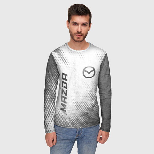 Мужской лонгслив Mazda - white gradient вертикально / 3D-принт – фото 3