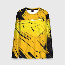 Лонгслив мужской Желтая краска на черном фоне, цвет: 3D-принт