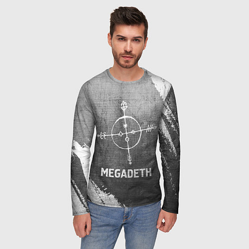 Мужской лонгслив Megadeth - grey gradient / 3D-принт – фото 3