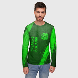 Лонгслив мужской Breaking Benjamin - green gradient вертикально, цвет: 3D-принт — фото 2