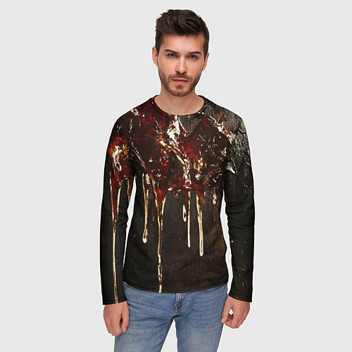 Мужской лонгслив Стекающий мед - текстура / 3D-принт – фото 3