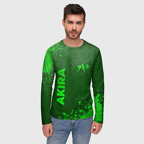 Мужской лонгслив Akira - green gradient вертикально / 3D-принт – фото 3