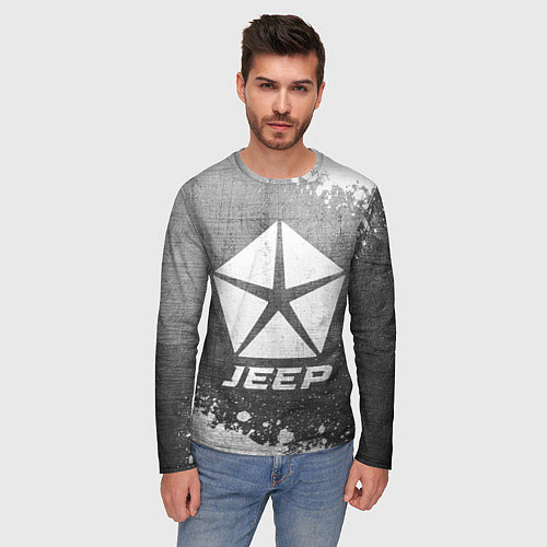 Мужской лонгслив Jeep - grey gradient / 3D-принт – фото 3