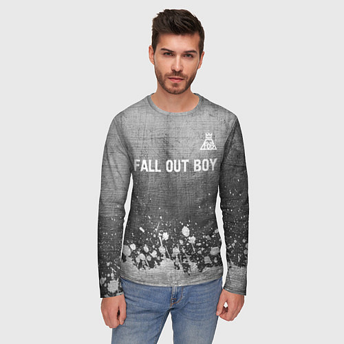 Мужской лонгслив Fall Out Boy - grey gradient посередине / 3D-принт – фото 3