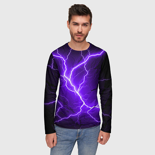 Мужской лонгслив Color purple black / 3D-принт – фото 3