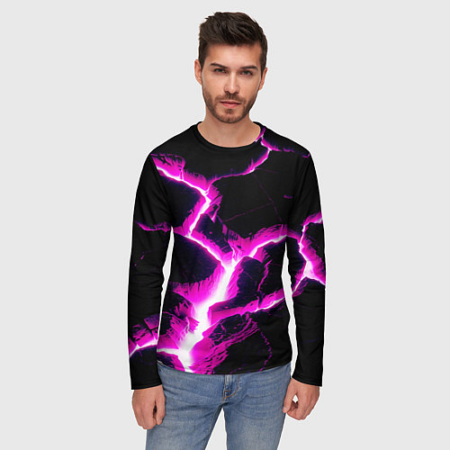 Мужской лонгслив Color pink black / 3D-принт – фото 3