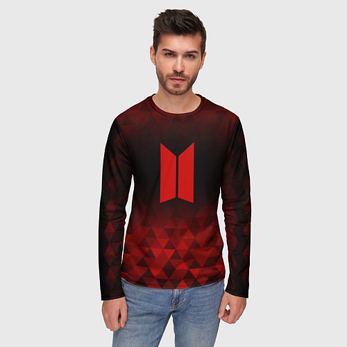 Мужской лонгслив BTS red poly / 3D-принт – фото 3