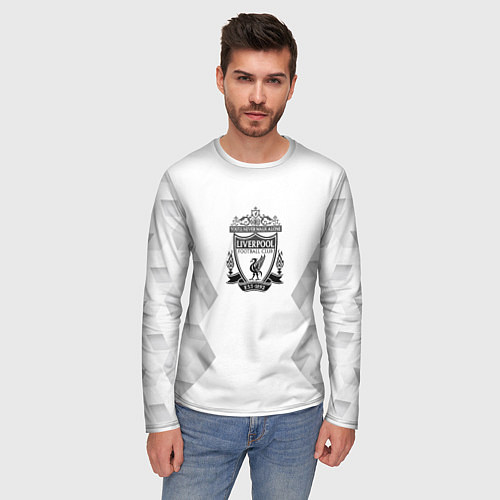 Мужской лонгслив Liverpool white poly / 3D-принт – фото 3
