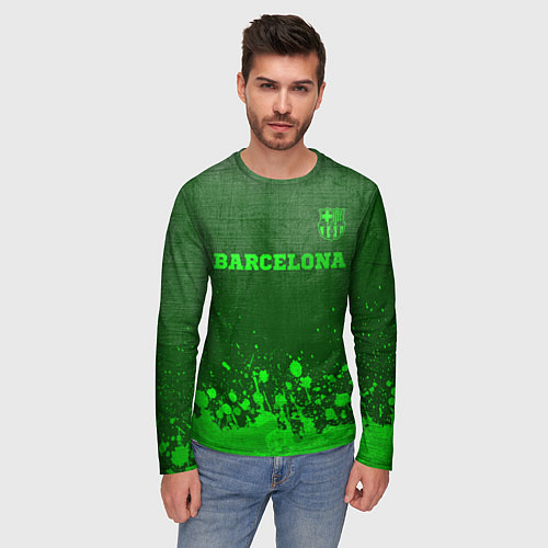 Мужской лонгслив Barcelona - green gradient посередине / 3D-принт – фото 3