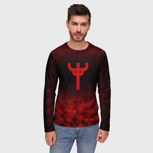 Мужской лонгслив Judas Priest red poly / 3D-принт – фото 3