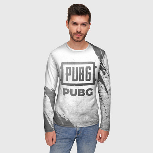 Мужской лонгслив PUBG - white gradient / 3D-принт – фото 3