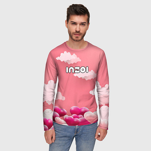 Мужской лонгслив Inzoi сердечки и облака / 3D-принт – фото 3