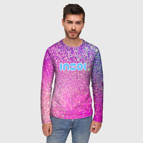 Мужской лонгслив Inzoi лого и розовые блестки / 3D-принт – фото 3