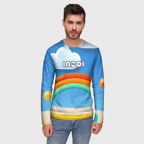 Мужской лонгслив Inzoi объемная радуга и облака / 3D-принт – фото 3