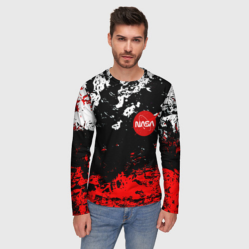 Мужской лонгслив Nasa краски / 3D-принт – фото 3
