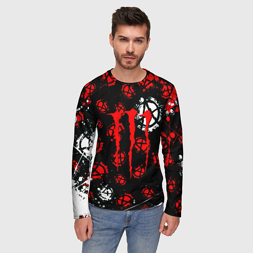 Мужской лонгслив Monster energy anarhy / 3D-принт – фото 3