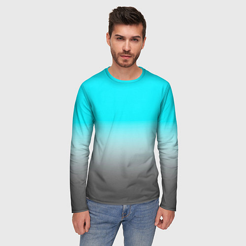 Мужской лонгслив Серо-голубой светлый градиент / 3D-принт – фото 3