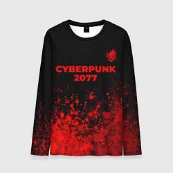 Мужской лонгслив Cyberpunk 2077 - red gradient посередине