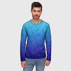 Лонгслив мужской Сине-голубой градиент текстура, цвет: 3D-принт — фото 2
