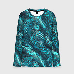 Мужской лонгслив Бирюзовая чешуя рептилии - абстрактный паттерн