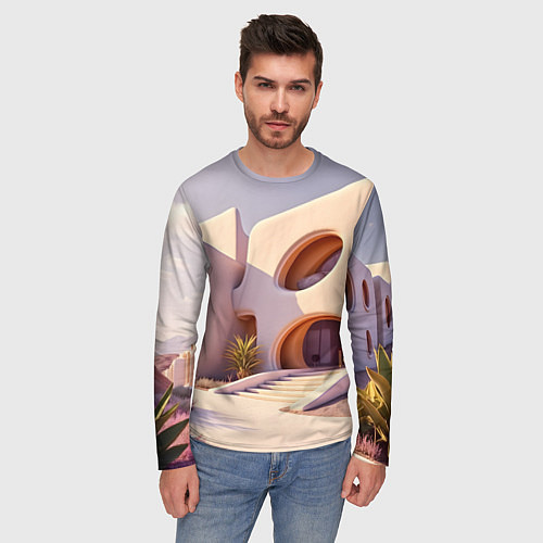 Мужской лонгслив Фантастический летний дом / 3D-принт – фото 3