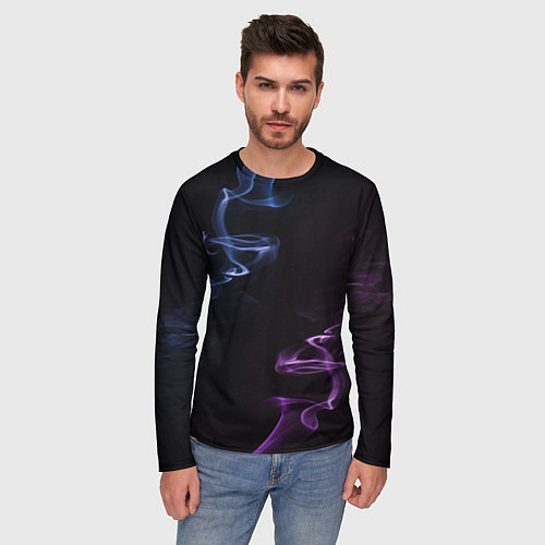 Мужской лонгслив Color black blue pink / 3D-принт – фото 3