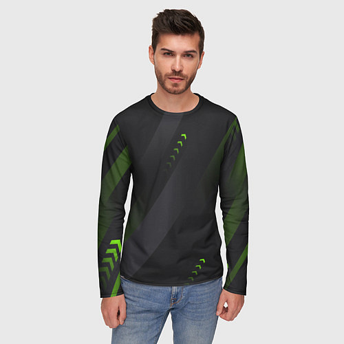 Мужской лонгслив Color black green / 3D-принт – фото 3