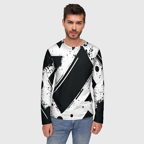Мужской лонгслив Color black white / 3D-принт – фото 3