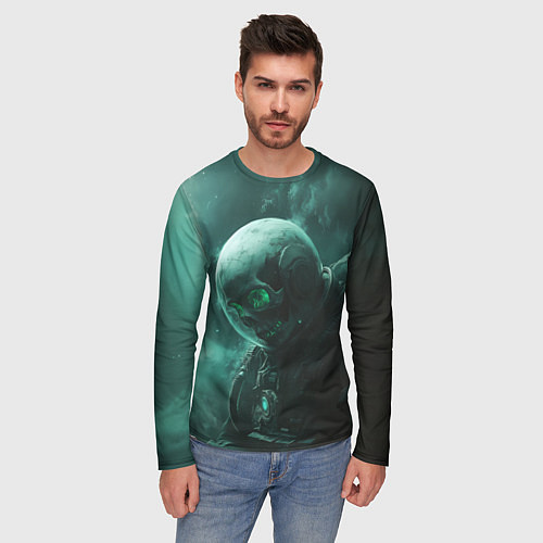 Мужской лонгслив Космонавт скелет с зеленым светом / 3D-принт – фото 3