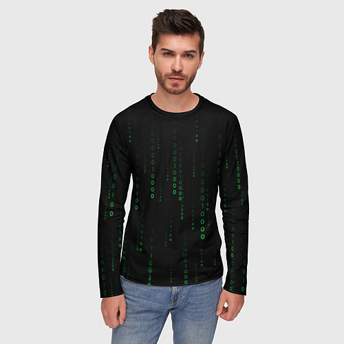 Мужской лонгслив Color black green / 3D-принт – фото 3