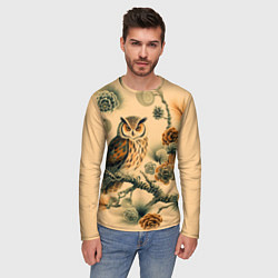 Лонгслив мужской Сова на ветке сосны, цвет: 3D-принт — фото 2