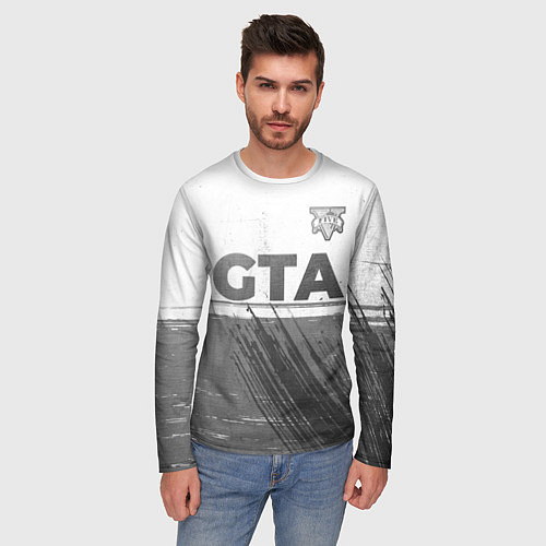 Мужской лонгслив GTA - white gradient посередине / 3D-принт – фото 3