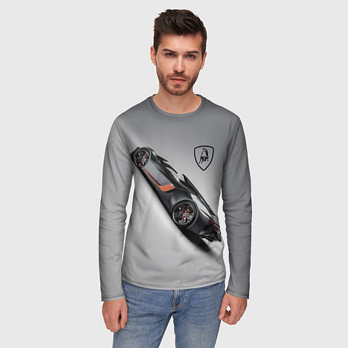 Мужской лонгслив Lamborghini - racing car / 3D-принт – фото 3
