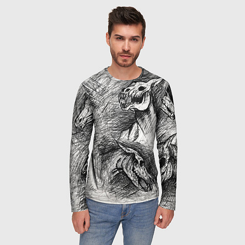 Мужской лонгслив Черепа лошадей / 3D-принт – фото 3