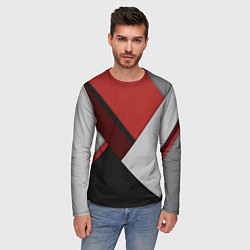Лонгслив мужской Color black red grey, цвет: 3D-принт — фото 2