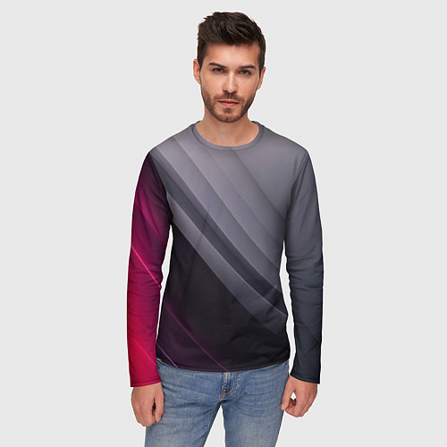 Мужской лонгслив Color black grey / 3D-принт – фото 3