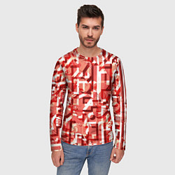 Лонгслив мужской Красно-белый объёмный эффект, цвет: 3D-принт — фото 2