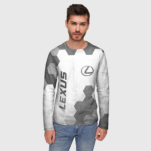 Мужской лонгслив Lexus - white gradient вертикально / 3D-принт – фото 3
