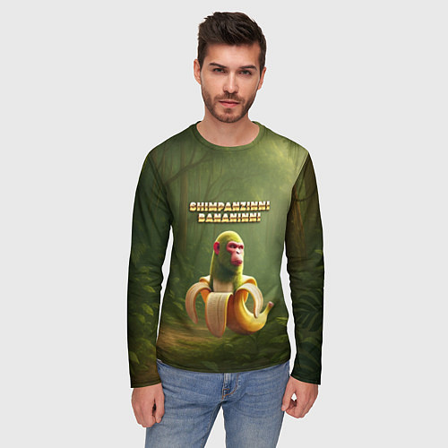 Мужской лонгслив Shimpanzinni Bananinni ии мем / 3D-принт – фото 3