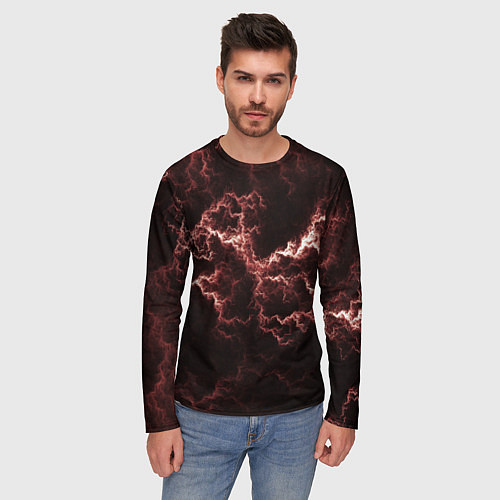 Мужской лонгслив Lightning red / 3D-принт – фото 3