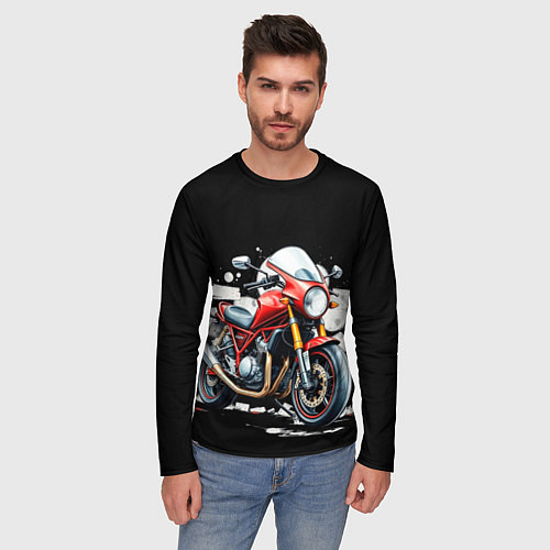 Мужской лонгслив Red Moto / 3D-принт – фото 3