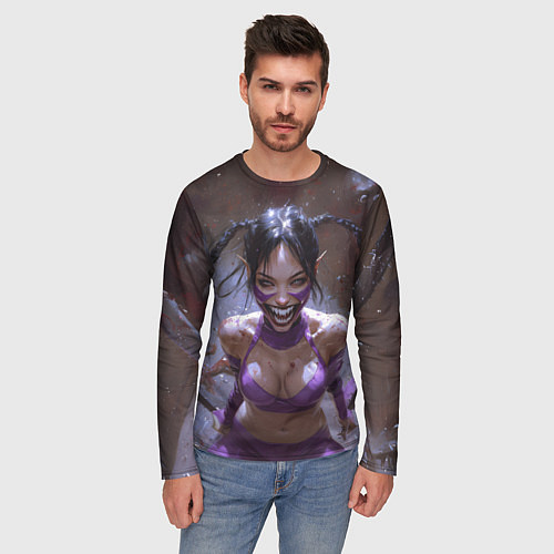 Мужской лонгслив Сумасшедшая Милина / 3D-принт – фото 3