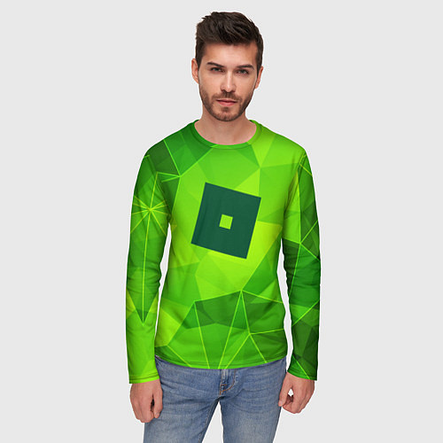 Мужской лонгслив Roblox green poly / 3D-принт – фото 3