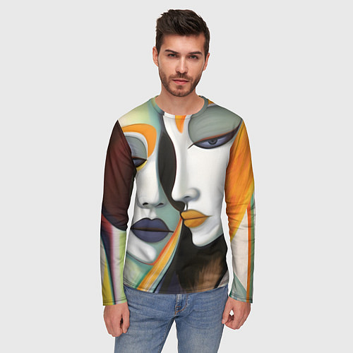 Мужской лонгслив Абстракция с девушками / 3D-принт – фото 3