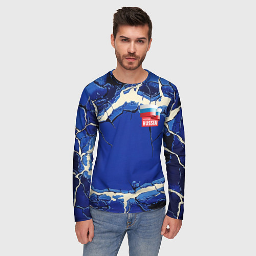Мужской лонгслив Russia blue abstract / 3D-принт – фото 3