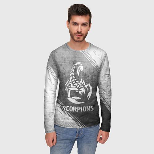 Мужской лонгслив Scorpions - grey gradient / 3D-принт – фото 3