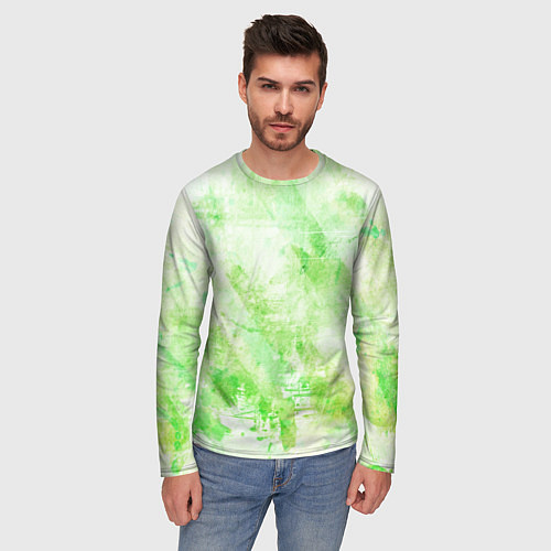 Мужской лонгслив Абстракция - light green atom / 3D-принт – фото 3