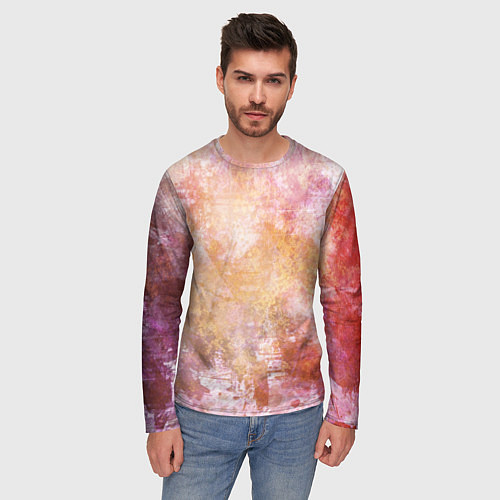 Мужской лонгслив Абстракция - atomic gold / 3D-принт – фото 3