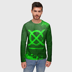 Лонгслив мужской CreepyPasta - green gradient, цвет: 3D-принт — фото 2