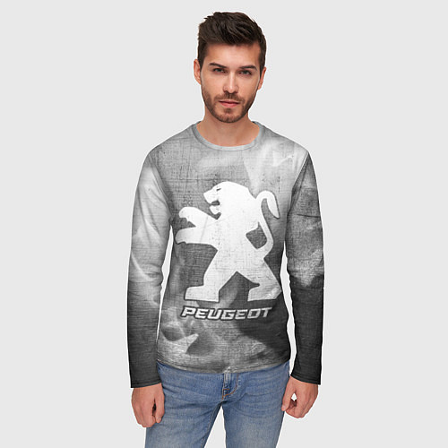 Мужской лонгслив Peugeot - grey gradient / 3D-принт – фото 3